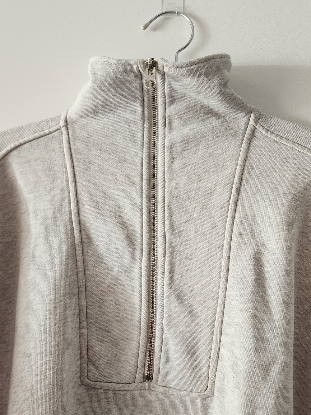 Everlane Organic Cotton Half Zip Sweatshirt Womens Medium Oatmeal Heather Gray - Picture 3 of 10